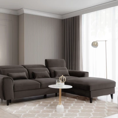Elegantes Ecksofa SUNNIVA - braun, rechte Ecke