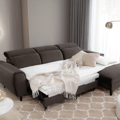 Elegantes Ecksofa SUNNIVA - braun, rechte Ecke