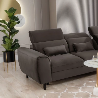 Elegantes Ecksofa SUNNIVA - braun, rechte Ecke
