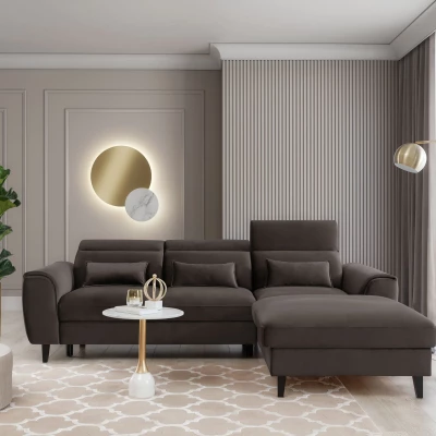 Elegantes Ecksofa SUNNIVA - braun, rechte Ecke