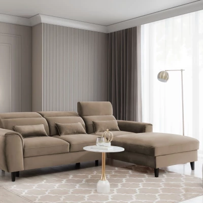 Elegantes Ecksofa SUNNIVA – beige, rechte Ecke