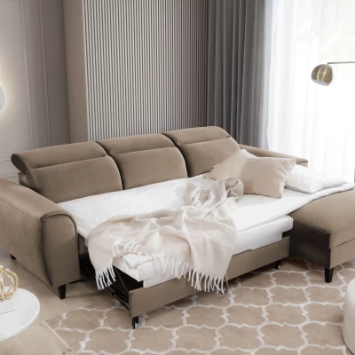 Elegantes Ecksofa SUNNIVA – beige, rechte Ecke