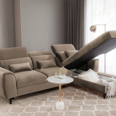 Elegantes Ecksofa SUNNIVA – beige, rechte Ecke
