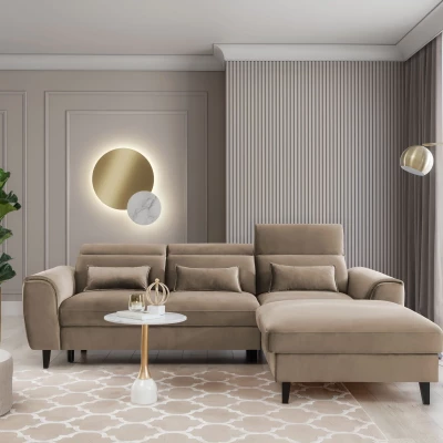Elegantes Ecksofa SUNNIVA – beige, rechte Ecke
