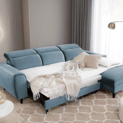 Elegantes Ecksofa SUNNIVA – hellblau, rechte Ecke