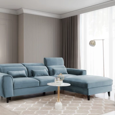 Elegantes Ecksofa SUNNIVA – hellblau, rechte Ecke