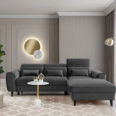 Elegantes Ecksofa SUNNIVA – dunkelgrau, rechte Ecke