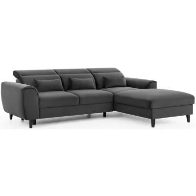 Elegantes Ecksofa SUNNIVA – dunkelgrau, rechte Ecke