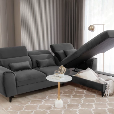 Elegantes Ecksofa SUNNIVA – dunkelgrau, rechte Ecke