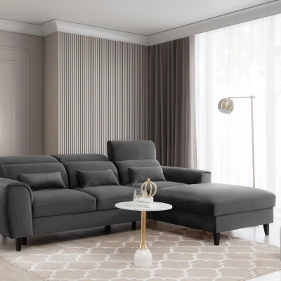 Elegantes Ecksofa SUNNIVA – dunkelgrau, rechte Ecke