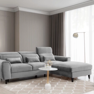 Elegantes Ecksofa SUNNIVA - grau, rechte Ecke
