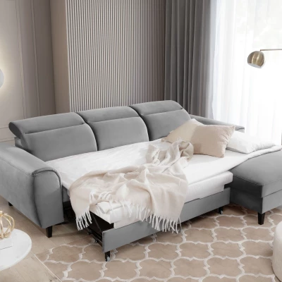 Elegantes Ecksofa SUNNIVA - grau, rechte Ecke