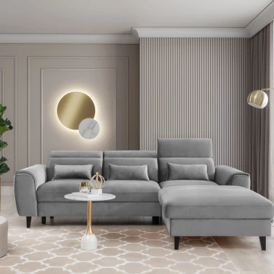 Elegantes Ecksofa SUNNIVA - grau, rechte Ecke