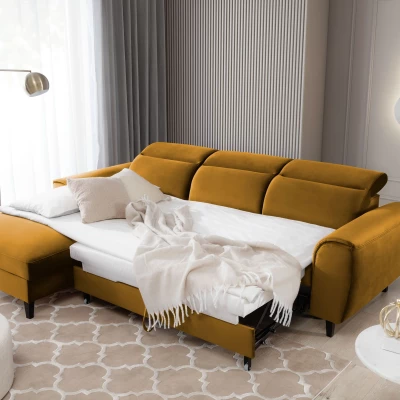 Elegantes Ecksofa SUNNIVA – Senfgelb, linke Ecke