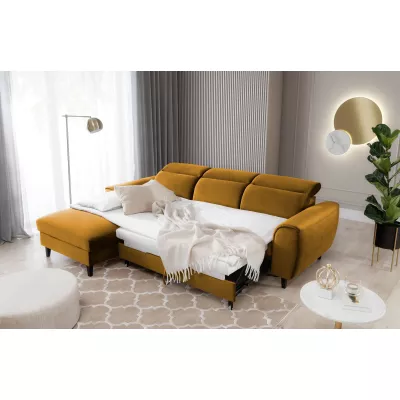 Elegantes Ecksofa SUNNIVA – Senfgelb, linke Ecke