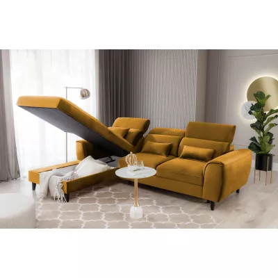 Elegantes Ecksofa SUNNIVA – Senfgelb, linke Ecke