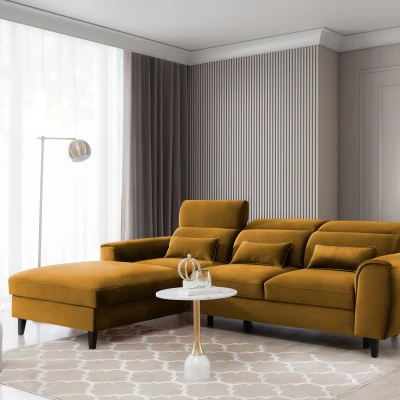 Elegantes Ecksofa SUNNIVA – Senfgelb, linke Ecke
