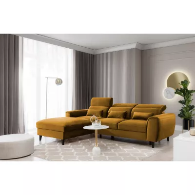 Elegantes Ecksofa SUNNIVA – Senfgelb, linke Ecke