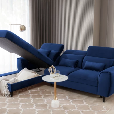 Elegantes Ecksofa SUNNIVA – blau, linke Ecke