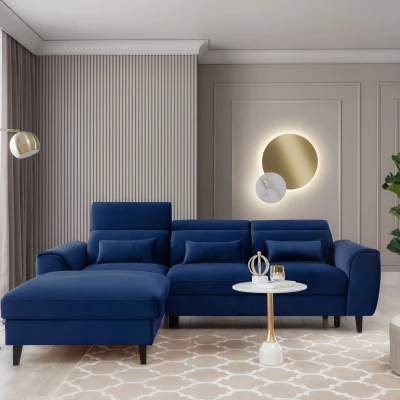Elegantes Ecksofa SUNNIVA – blau, linke Ecke