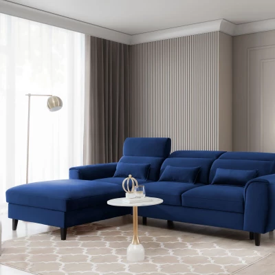 Elegantes Ecksofa SUNNIVA – blau, linke Ecke