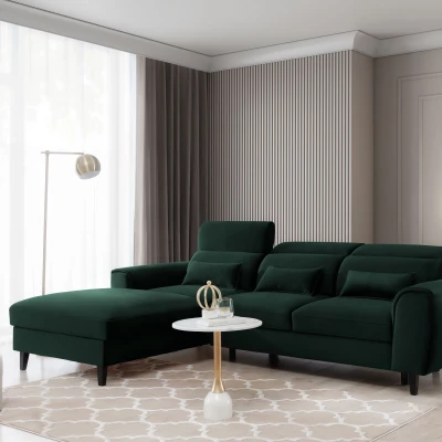 Elegantes Ecksofa SUNNIVA – dunkelgrün, linke Ecke