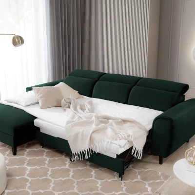 Elegantes Ecksofa SUNNIVA – dunkelgrün, linke Ecke
