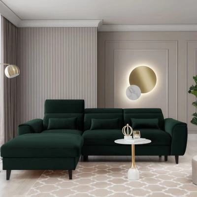 Elegantes Ecksofa SUNNIVA – dunkelgrün, linke Ecke