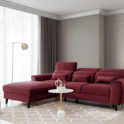 Elegantes Ecksofa SUNNIVA – rot, linke Ecke