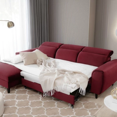 Elegantes Ecksofa SUNNIVA – rot, linke Ecke