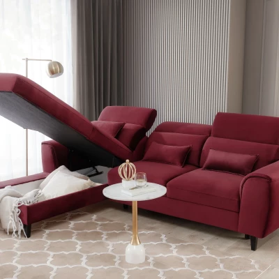 Elegantes Ecksofa SUNNIVA – rot, linke Ecke