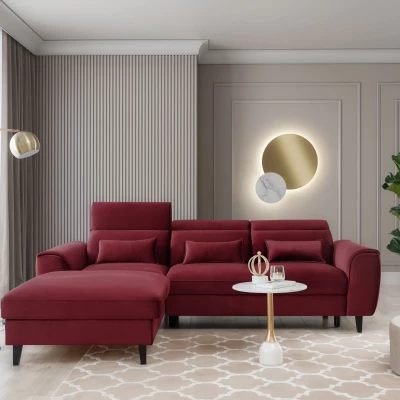 Elegantes Ecksofa SUNNIVA – rot, linke Ecke