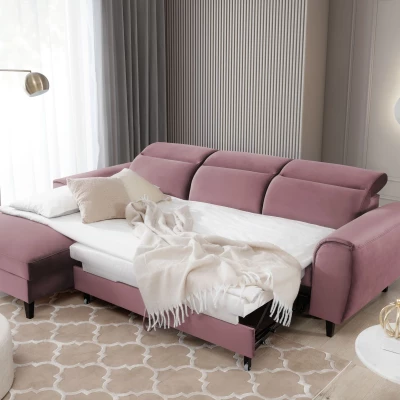 Elegantes Ecksofa SUNNIVA - rosa, linke Ecke