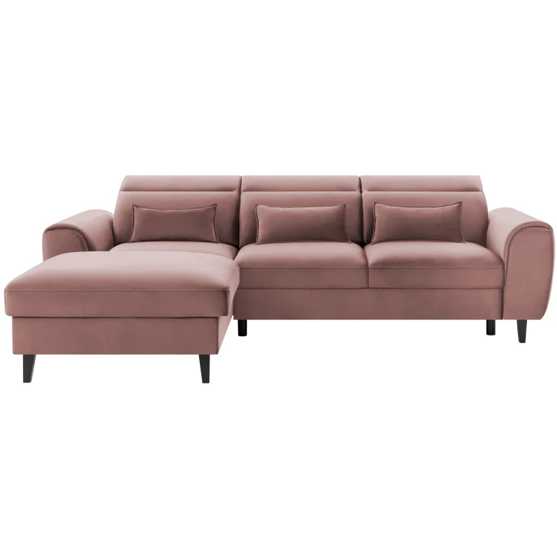Elegantes Ecksofa SUNNIVA – hellrosa, linke Ecke