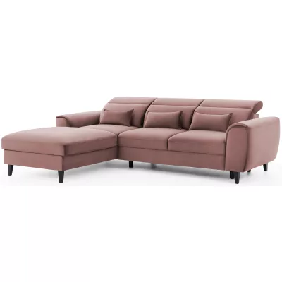 Elegantes Ecksofa SUNNIVA – hellrosa, linke Ecke