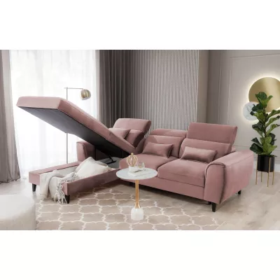 Elegantes Ecksofa SUNNIVA – hellrosa, linke Ecke