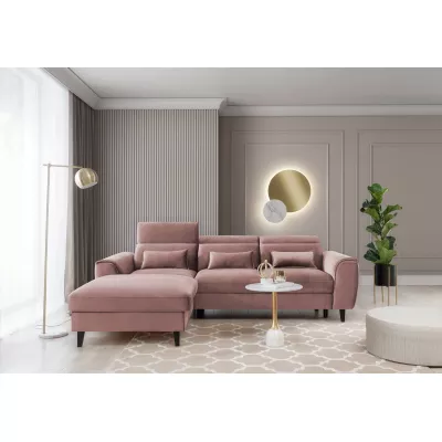 Elegantes Ecksofa SUNNIVA – hellrosa, linke Ecke
