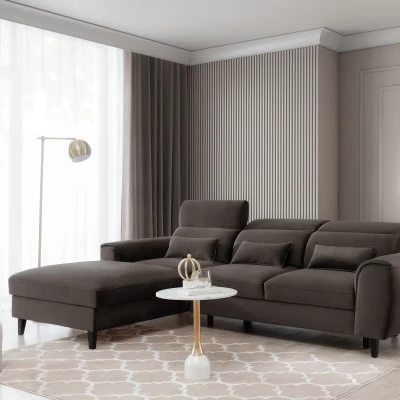 Elegantes Ecksofa SUNNIVA – braun, linke Ecke