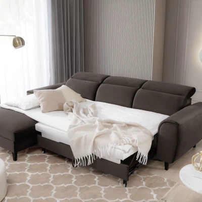 Elegantes Ecksofa SUNNIVA – braun, linke Ecke