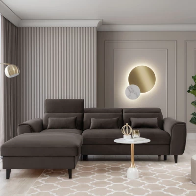 Elegantes Ecksofa SUNNIVA – braun, linke Ecke