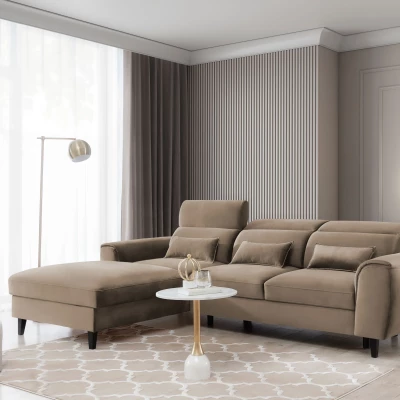 Elegantes Ecksofa SUNNIVA – beige, linke Ecke