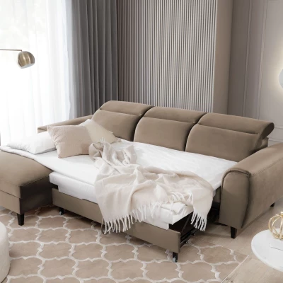 Elegantes Ecksofa SUNNIVA – beige, linke Ecke
