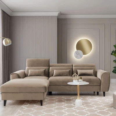 Elegantes Ecksofa SUNNIVA – beige, linke Ecke
