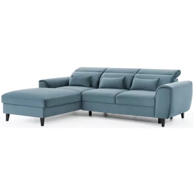 Elegantes Ecksofa SUNNIVA – hellblau, linke Ecke