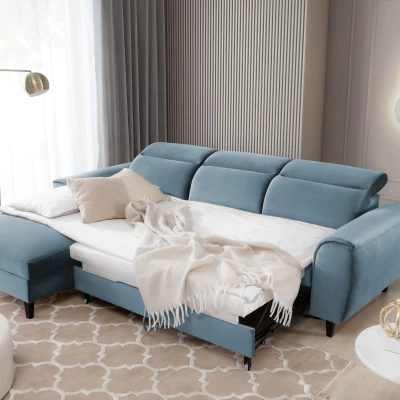 Elegantes Ecksofa SUNNIVA – hellblau, linke Ecke