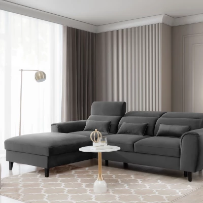 Elegantes Ecksofa SUNNIVA – dunkelgrau, linke Ecke