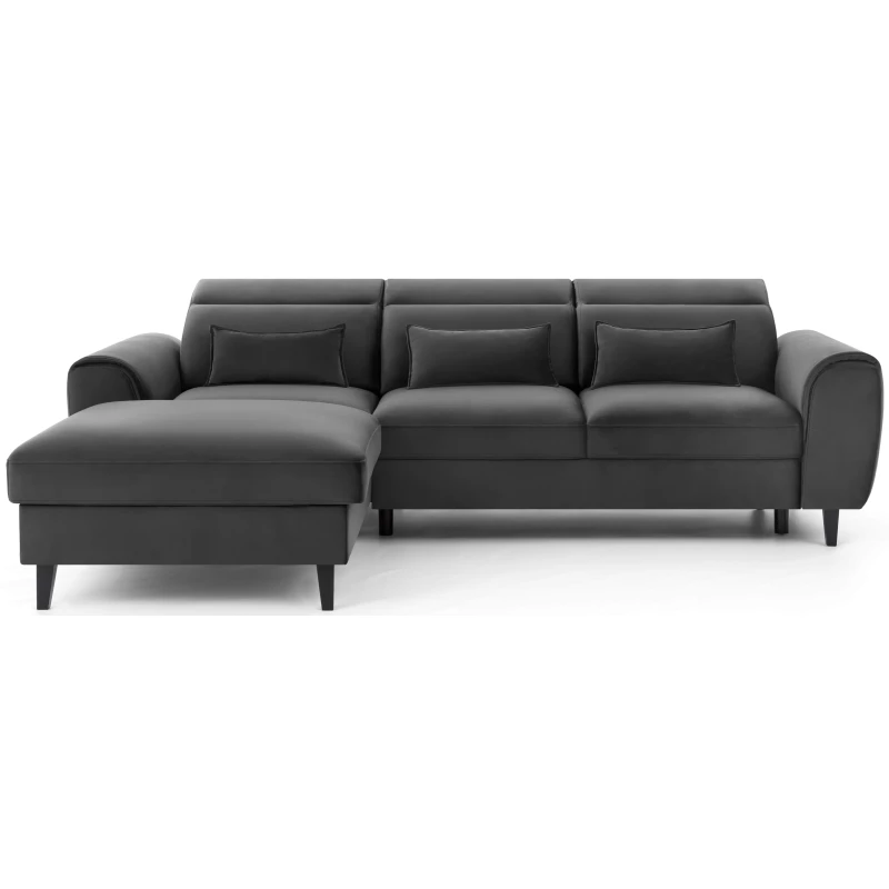 Elegantes Ecksofa SUNNIVA – dunkelgrau, linke Ecke