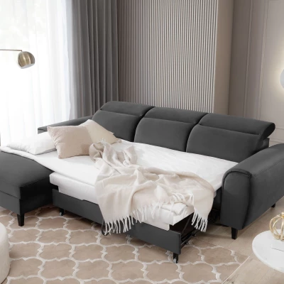 Elegantes Ecksofa SUNNIVA – dunkelgrau, linke Ecke
