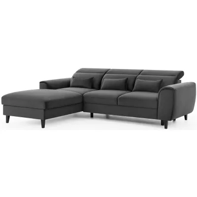 Elegantes Ecksofa SUNNIVA – dunkelgrau, linke Ecke