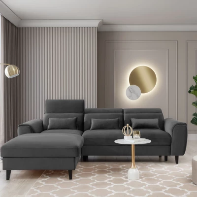 Elegantes Ecksofa SUNNIVA – dunkelgrau, linke Ecke